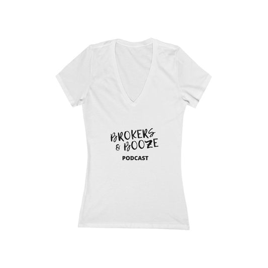Brokers and Booze Quotes Women's Jersey Short Sleeve Deep V-Neck Tee