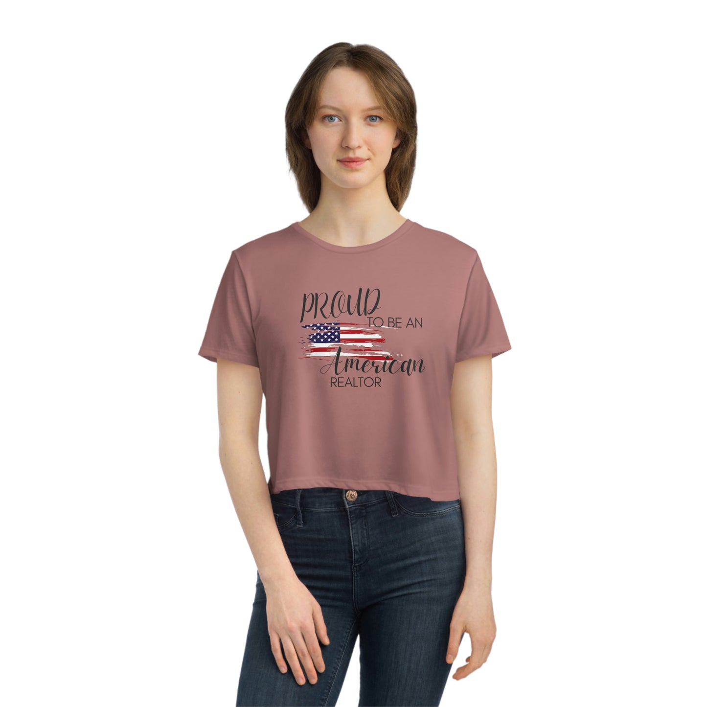 Proud American Realtor Cropped womens tee