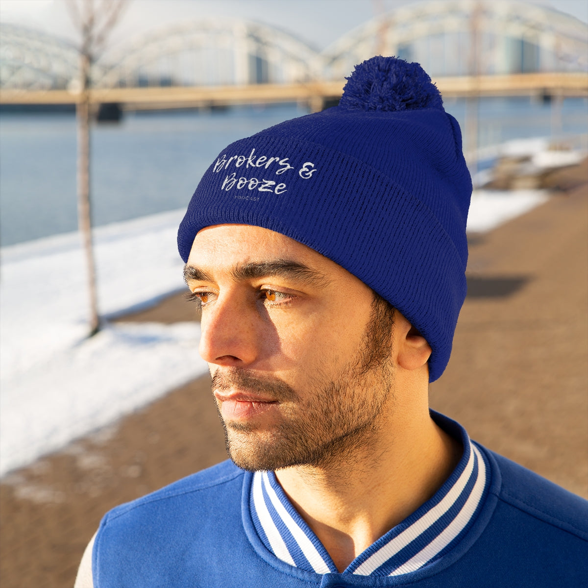 Brokers and Booze Podcast Pom Pom Beanie