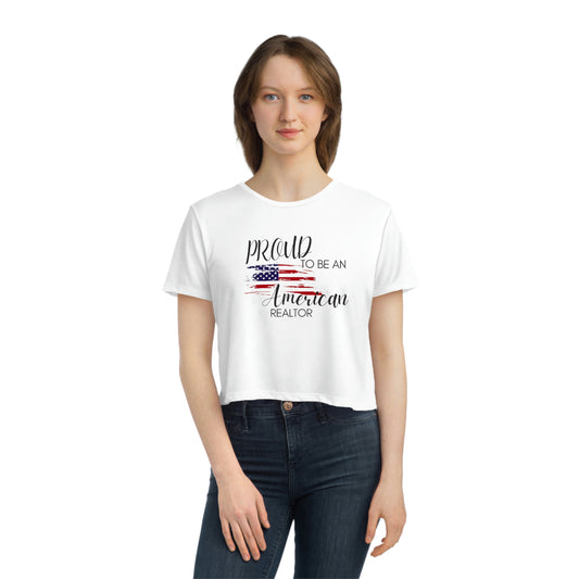 Proud American Realtor Cropped womens tee
