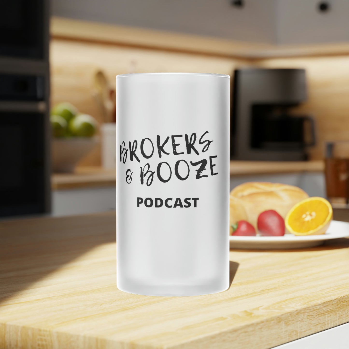 Brokers and Booze Frosted Glass Beer Mug