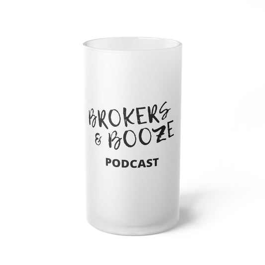 Brokers and Booze Frosted Glass Beer Mug