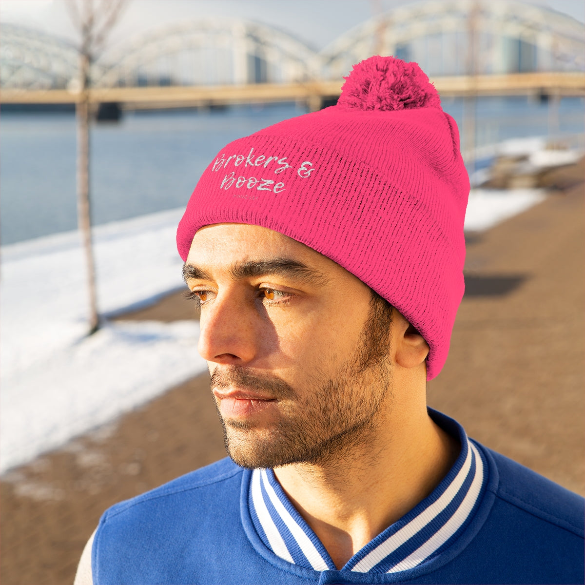 Brokers and Booze Podcast Pom Pom Beanie