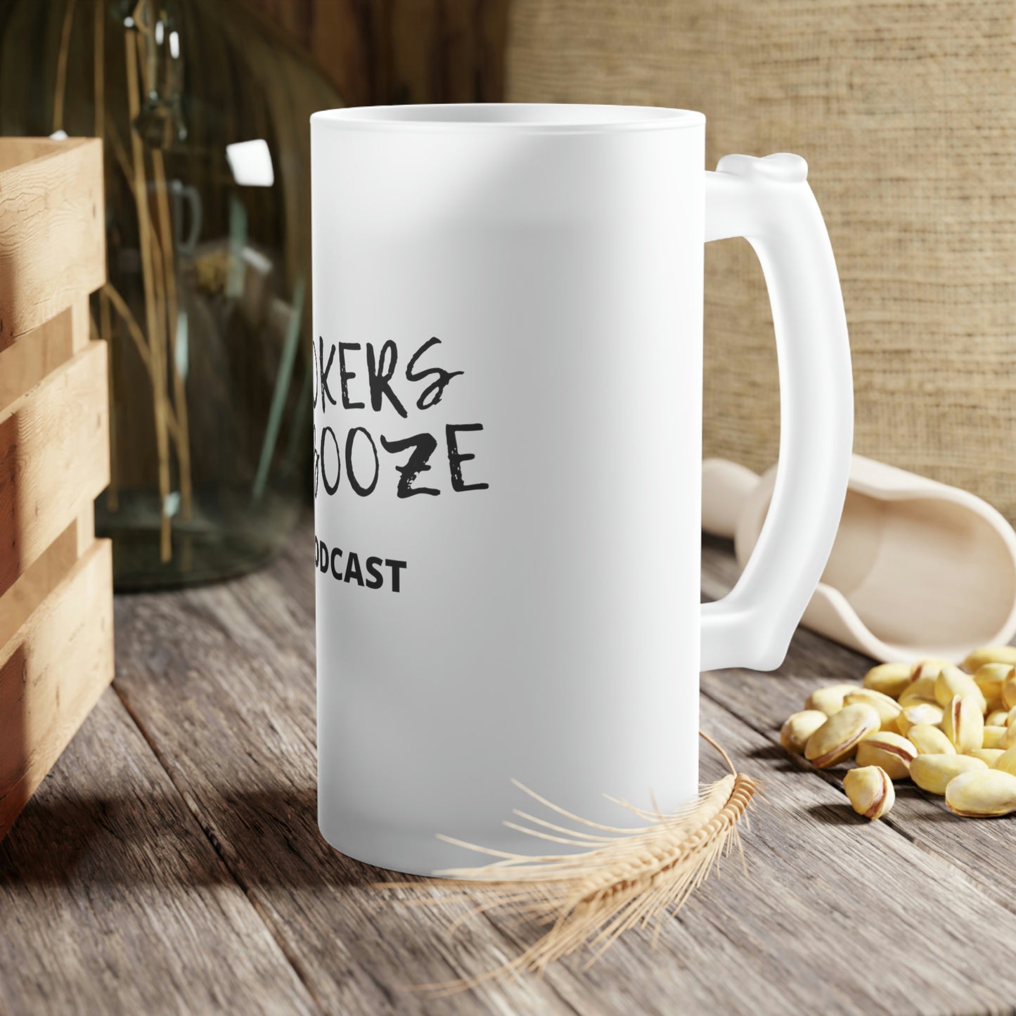 Brokers and Booze Frosted Glass Beer Mug